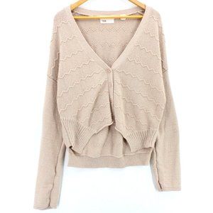 YOON Cardigan Sweater Womens Beige Long Sleeve Button Front V Neck Size Large L